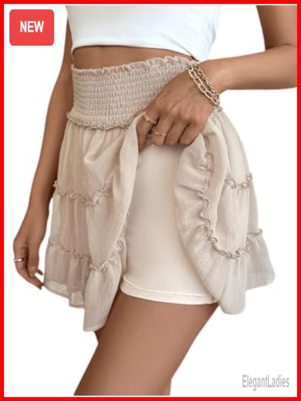 High Waisted Pleated Tennis Skirt with Built-in Shorts Ruffle Hem Skort